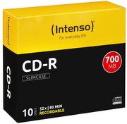 Intenso CD-R diski 700MB 52x 10 gab. plānā futrālī Intenso CD-R diski 700MB 52x 10 gab. plānā futrālī