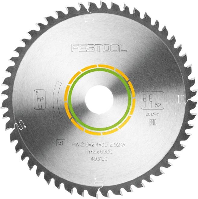 Festool Feinzahn-Sägeblatt HW 210x2,4x30 W52 für TS 75 Festool Feinzahn-Sägeblatt HW 210x2,4x30 W52 für TS 75
