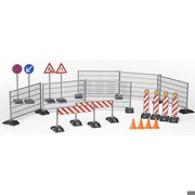 Bruder Piederumi būvlaukuma komplekts: žogi, zīmes un konusi Bruder Piederumi būvlaukuma komplekts: žogi, zīmes un konusi