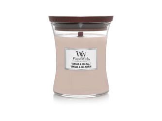 WoodWick Vanilla & Sea Salt smaržīgā svece vidēja WoodWick Vanilla & Sea Salt smaržīgā svece vidēja