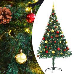 vidaXL Mākslīgā Ziemassvētku eglīte ar bumbām un LED Gaismas Zaļa 150 cm vidaXL Mākslīgā Ziemassvētku eglīte ar bumbām un LED Gaismas Zaļa 150 cm