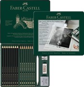 Faber-Castell Pitt Graphite Matt & Castell 9000 komplekts 20 gab metāla futrālī (115224) Faber-Castell Pitt Graphite Matt & Castell 9000 komplekts 20 gab metāla futrālī (115224)