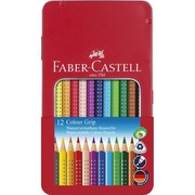 Faber-Castell Colour Grip krāsainie zīmuļi 12 gab metāla kastē (112413) Faber-Castell Colour Grip krāsainie zīmuļi 12 gab metāla kastē (112413)