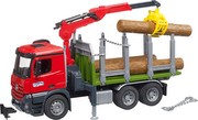 Bruder MB Arocs koksnes transporta kravas automašīna ar iekraušanas celtni, satvērēju un 3 baļķiem ( Bruder MB Arocs koksnes transporta kravas automašīna ar iekraušanas celtni, satvērēju un 3 baļķiem (