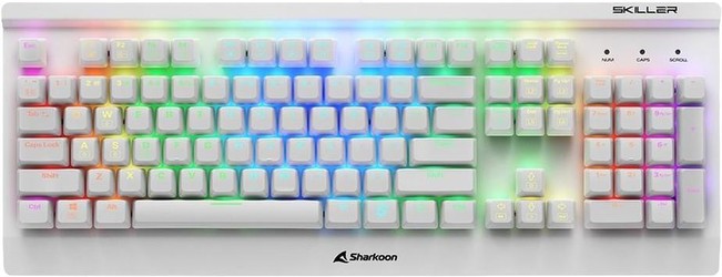 Sharkoon Skiller SGK3 Balts Kailh Sarkans ASV Sharkoon Skiller SGK3 Balts Kailh Sarkans ASV