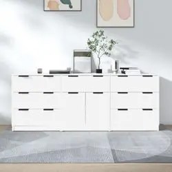 vidaXL Sideboard komplekts koksnes materiāls 3-daļīgs vidaXL Sideboard komplekts koksnes materiāls 3-daļīgs