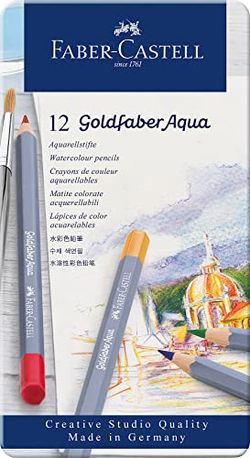Faber-Castell Goldfaber Aqua akvareļzīmulis 12 gab metāla futrālī Faber-Castell Goldfaber Aqua akvareļzīmulis 12 gab metāla futrālī