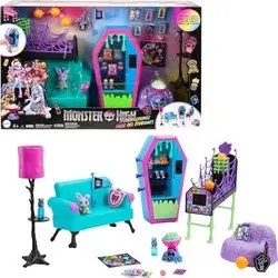Mattel Monster High Skolēnu atpūtas telpas spēļu komplekts (HNF67) Mattel Monster High Skolēnu atpūtas telpas spēļu komplekts (HNF67)