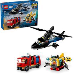 LEGO City kombinācijas komplekts ar helikopteru, ugunsdzēsēju auto un zemūdeni (60462) LEGO City kombinācijas komplekts ar helikopteru, ugunsdzēsēju auto un zemūdeni (60462)