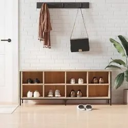 vidaXL Apavu plaukts Kūpināts ozols 131x35x50 cm Kokskaidu plātne (831850) vidaXL Apavu plaukts Kūpināts ozols 131x35x50 cm Kokskaidu plātne (831850)