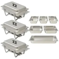 vidaXL Chafing Dish komplekts 3-daļīgs (50529) vidaXL Chafing Dish komplekts 3-daļīgs (50529)