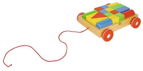 Goki Ziehwagen ar 18 celtniecības klucīšiem (58558) Goki Ziehwagen ar 18 celtniecības klucīšiem (58558)