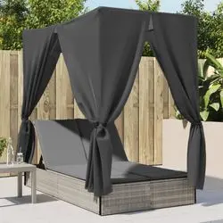 vidaXL Doppel-Saules gulta ar jumtu un aizkariem (368077) vidaXL Doppel-Saules gulta ar jumtu un aizkariem (368077)