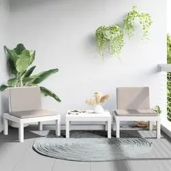 vidaXL Garten-Lounge-Set ar spilveniem Balts PP 3-gab. (3203732) vidaXL Garten-Lounge-Set ar spilveniem Balts PP 3-gab. (3203732)