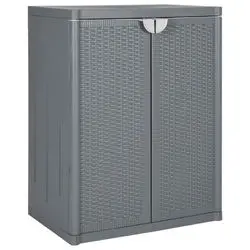 vidaXL Gartenschrank Pelēks 65x45x88 cm PP Rotangpalmas izskats (364062) vidaXL Gartenschrank Pelēks 65x45x88 cm PP Rotangpalmas izskats (364062)