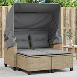 vidaXL Gartensofa 2-Sitzer mit Dach und Hockern Rattan (365785) vidaXL Gartensofa 2-Sitzer mit Dach und Hockern Rattan (365785)