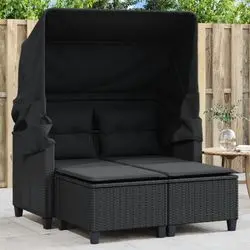 vidaXL Gartensofa 2-Sitzer mit Dach und Hockern schwarz (365781) vidaXL Gartensofa 2-Sitzer mit Dach und Hockern schwarz (365781)