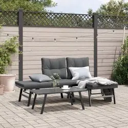 vidaXL Gartenbänke mit Kissen 2 Stk. Schwarz Stahl (4008104) vidaXL Gartenbänke mit Kissen 2 Stk. Schwarz Stahl (4008104)