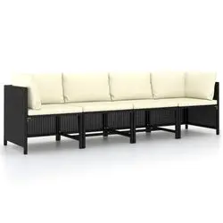 vidaXL Gartensofa 4-sēdvietu ar spilveniem melns rotangpalma (313515) vidaXL Gartensofa 4-sēdvietu ar spilveniem melns rotangpalma (313515)