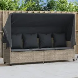 vidaXL Sonnenliege mit Dach und Kissen Hellgrau Rattan (368358) vidaXL Sonnenliege mit Dach und Kissen Hellgrau Rattan (368358)