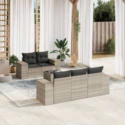 vidaXL Garten-Sofagarnitur mit Kissen Poly Rattan 6-tlg. (3254639) vidaXL Garten-Sofagarnitur mit Kissen Poly Rattan 6-tlg. (3254639)