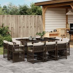 vidaXL Garten-Essgruppe mit Kissen Poly Rattan 11-tlg. (3211749) vidaXL Garten-Essgruppe mit Kissen Poly Rattan 11-tlg. (3211749)