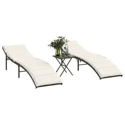 vidaXL Sonnenliegen mit Tisch Poly Rattan 2 Stk. (368252) vidaXL Sonnenliegen mit Tisch Poly Rattan 2 Stk. (368252)