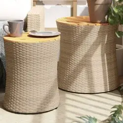 vidaXL Garten-sānu galdi ar koka virsmu Poly Rattan (366290) vidaXL Garten-sānu galdi ar koka virsmu Poly Rattan (366290)