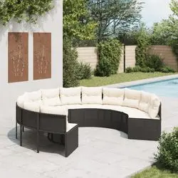 vidaXL Gartensofa ar spilveniem apaļš (3318540) vidaXL Gartensofa ar spilveniem apaļš (3318540)