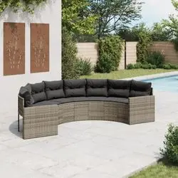 vidaXL Gartensofa pusapaļš ar spilveniem (3318514) vidaXL Gartensofa pusapaļš ar spilveniem (3318514)
