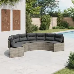 vidaXL Gartensofa ar spilveniem pusapaļš (3318523) vidaXL Gartensofa ar spilveniem pusapaļš (3318523)