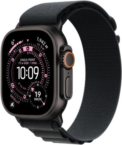 Apple Watch Ultra 3 GPS + Cellular 49 mm Titāns ar Alpine Loop Large (Melns / Melns) Apple Watch Ultra 3 GPS + Cellular 49 mm Titāns ar Alpine Loop Large (Melns / Melns)