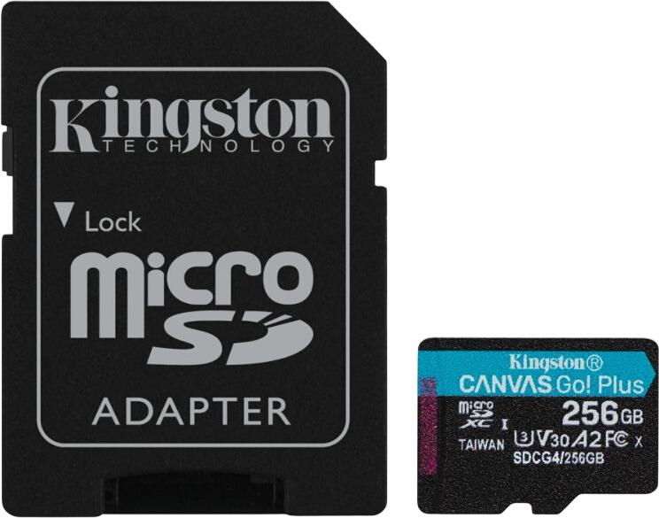 Kingston Canvas Go! Plus Gen4 R200/W160 microSDXC 256GB komplekts (SDCG4/256GB) Kingston Canvas Go! Plus Gen4 R200/W160 microSDXC 256GB komplekts (SDCG4/256GB)