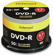 Intenso INTENSO DVD-R 4,7 GB 50er Spindel - DVD-NEAPSTRĀDĀTI DISKI - 4101155 Intenso INTENSO DVD-R 4,7 GB 50er Spindel - DVD-NEAPSTRĀDĀTI DISKI - 4101155