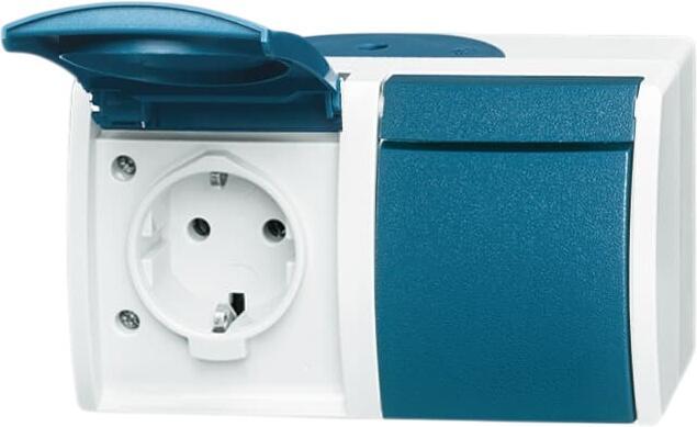 Busch und Jäger Busch-Jaeger-20/2 EW-53-rozetes ar vāku, horizontāli, 2-vietīga