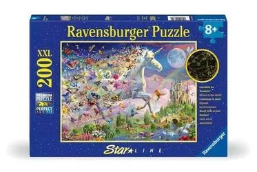 Ravensburger Puzzle Spīdošs tauriņvienradzis 200 gabali Ravensburger Puzzle Spīdošs tauriņvienradzis 200 gabali