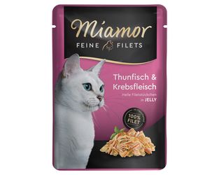 Miamor Smalki filejas želejā - Tuncis & Krabis 24 x 100 g Miamor Smalki filejas želejā - Tuncis & Krabis 24 x 100 g