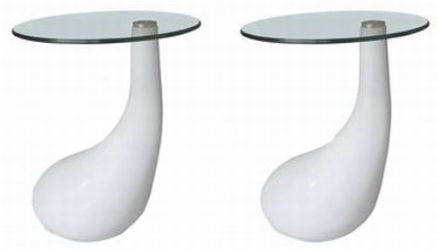 vidaXL Couchtische 2 Stk. ar Apaļo Stikla Virsmu (240322) vidaXL Couchtische 2 Stk. ar Apaļo Stikla Virsmu (240322)