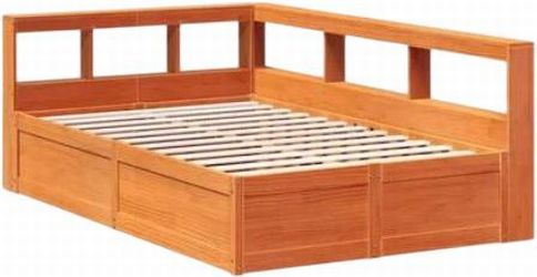 vidaXL Massīvkoka gulta ar plauktu 120x190 cm (3324480)