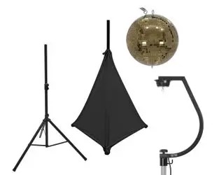 Eurolite Spoguļbumba 30 cm zelta ar statīvu un melnu pārsegu Eurolite Spoguļbumba 30 cm zelta ar statīvu un melnu pārsegu