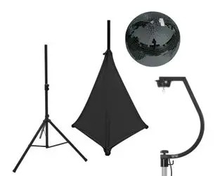 Eurolite Spoguļbumba 30 cm melna ar statīvu un melnu pārsegu Eurolite Spoguļbumba 30 cm melna ar statīvu un melnu pārsegu