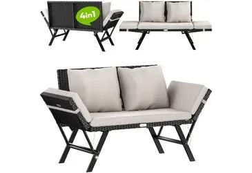Casaria Dārza sols Polyrattan ar atzveltnes funkciju 3-sēdvietīgs Casaria Dārza sols Polyrattan ar atzveltnes funkciju 3-sēdvietīgs