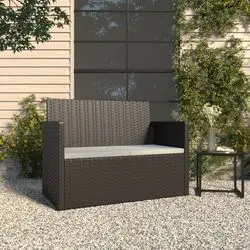 vidaXL Gartenbank ar spilvenu melna 105 cm polirotang (362316) vidaXL Gartenbank ar spilvenu melna 105 cm polirotang (362316)