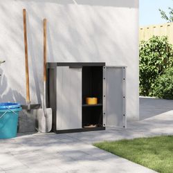 vidaXL Gartenschrank Pelēks un Melns 65x37x85 cm PP (364199) vidaXL Gartenschrank Pelēks un Melns 65x37x85 cm PP (364199)