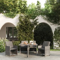 vidaXL Garten ēdamistabas komplekts ar spilveniem rotangpalma pelēks 5-daļīgs (3095509) vidaXL Garten ēdamistabas komplekts ar spilveniem rotangpalma pelēks 5-daļīgs (3095509)