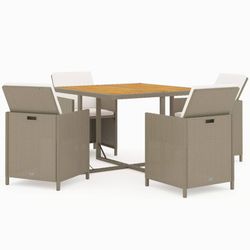 vidaXL Dārza ēdamistabas komplekts ar spilveniem Rattan Bēšs 5-daļīgs (3095527) vidaXL Dārza ēdamistabas komplekts ar spilveniem Rattan Bēšs 5-daļīgs (3095527)