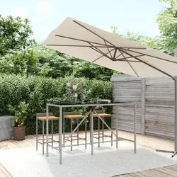 vidaXL Bartisch mit Glasplatte Poly Rattan (362592)