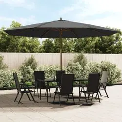 vidaXL Sonnenschirm mit Holzmast 400 x 273 cm (363177)
