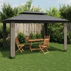 vidaXL Pavillon mit Doppeldach Stahl 3,94 x 2,96 m (368447)