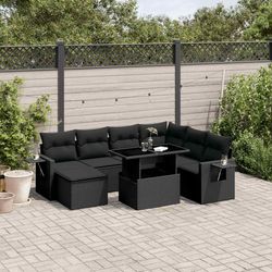 vidaXL Garten-Sofagarnitūra ar spilveniem Poliratāns 9-daļīgs (3268095)